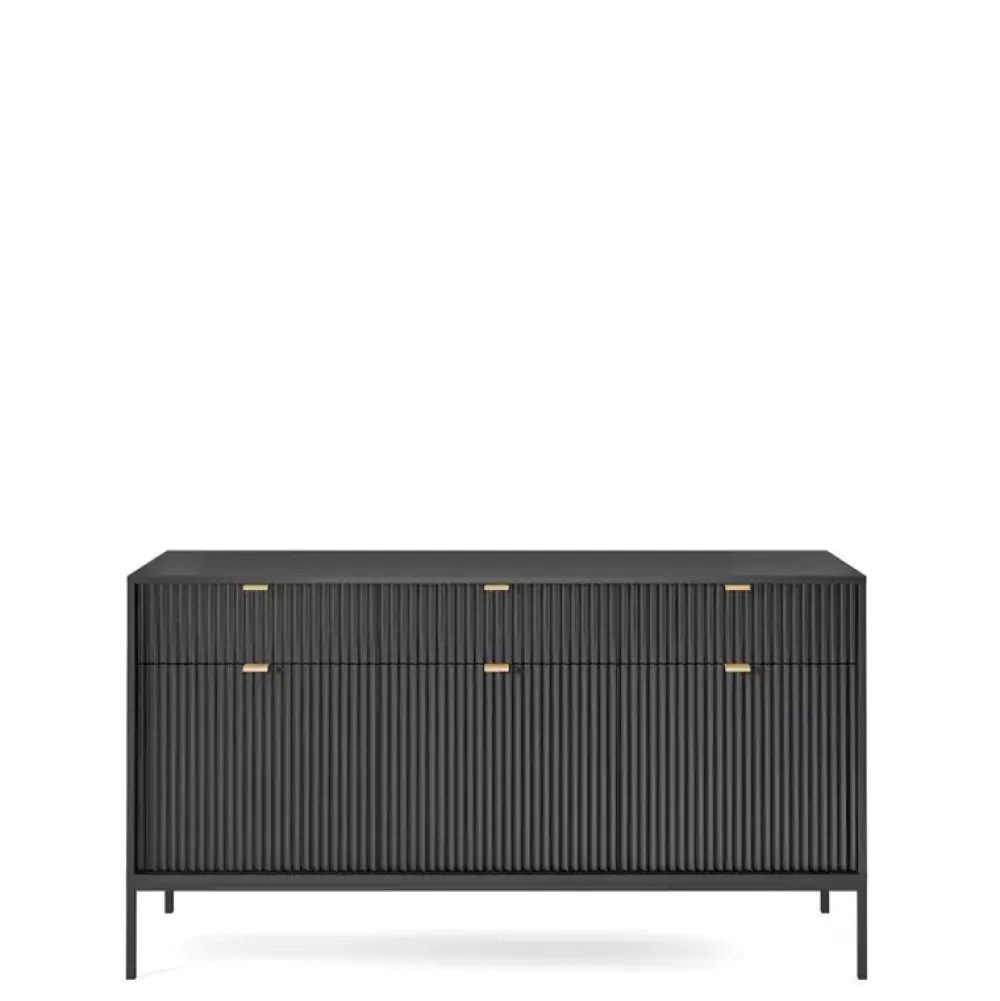 Zestawy Mebli Do Salonu|Meblościanki>PIASKI Meblościanka z komodą do salonu AVANTI czarny