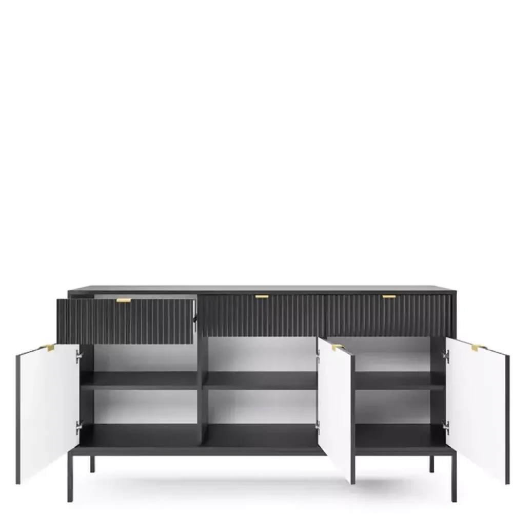 Zestawy Mebli Do Salonu|Meblościanki>PIASKI Meblościanka z komodą do salonu AVANTI czarny