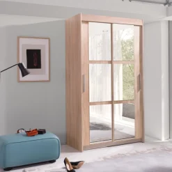 Szafy Dwudrzwiowe|Szafy Z Lustrem>JUREK Modernistyczna szafa przesuwna z lustrami 100 cm KIER