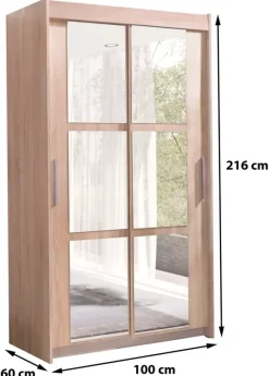 Szafy Dwudrzwiowe|Szafy Z Lustrem></noscript>JUREK Modernistyczna szafa przesuwna z lustrami 100 cm KIER