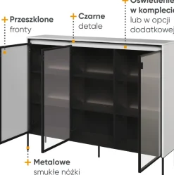 Witryny></noscript>lenart. Modna niska witryna na książki do salonu 150 cm TREND