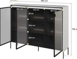 Witryny></noscript>lenart. Modna niska witryna na książki do salonu 150 cm TREND