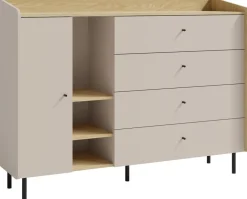 Meble Dla Dzieci|Meble Młodzieżowe>MEBLAR Młodzieżowa komoda nowoczesna na nóżkach 155 cm ALDENO beż piaskowy