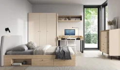 Meble Dla Dzieci|Meble Młodzieżowe></noscript>MEBLAR Młodzieżowa komoda nowoczesna na nóżkach 155 cm ALDENO beż piaskowy