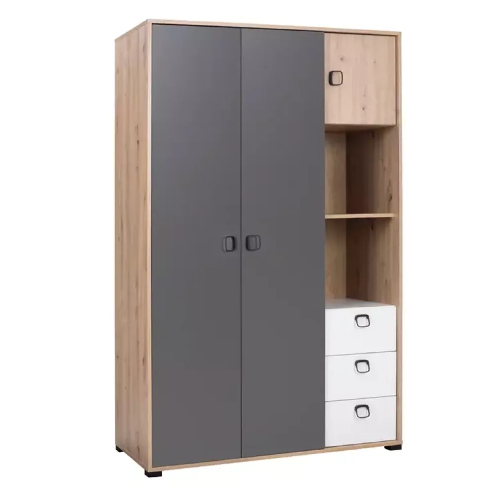 Meble Młodzieżowe|Zestawy Mebli Młodzieżowych>JUREK Młodzieżowa szafa 120 cm z półkami drążki szuflady CAMERUN