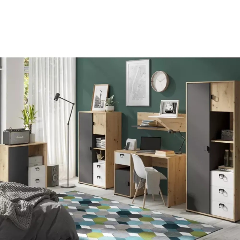 Meble Młodzieżowe|Zestawy Mebli Młodzieżowych>JUREK Młodzieżowa szafa 120 cm z półkami drążki szuflady CAMERUN