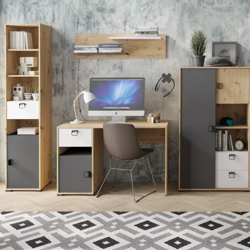 Meble Młodzieżowe|Zestawy Mebli Młodzieżowych>JUREK Młodzieżowa szafa 120 cm z półkami drążki szuflady CAMERUN