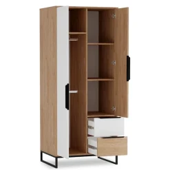 Zestawy Mebli Młodzieżowych|Szafy Dwudrzwiowe>GiB Meble Młodzieżowa szafa z półkami do pokoju 80 cm LORRO