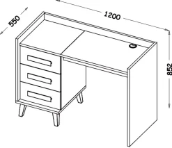 Biurka|Zestawy Mebli Młodzieżowych></noscript>DOLMAR Młodzieżowe biurko komputerowe z szufladami 120 cm WARSAW