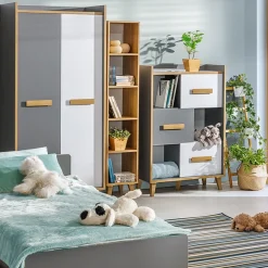 Biurka|Zestawy Mebli Młodzieżowych></noscript>DOLMAR Młodzieżowe biurko komputerowe z szufladami 120 cm WARSAW