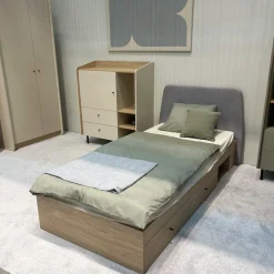 Meble Dla Dzieci|Łóżka Młodzieżowe></noscript>MEBLAR Młodzieżowe łóżko 90x200 cm jednoosobowe z szufladami ALDENO dąb olejowany