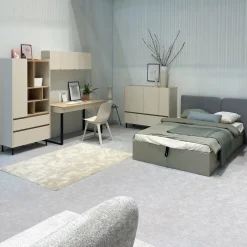 Meble Dla Dzieci|Meble Młodzieżowe></noscript>MEBLAR Młodzieżowe łóżko 90x200 cm jednoosobowe z pojemnikiem i stelażem LISSARO eukaliptus