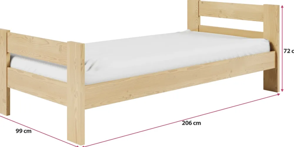 Łóżka Młodzieżowe|Łóżka Dziecięce>Meblomal Młodzieżowe łóżko z drewna sosnowego 90x200 cm HEAT