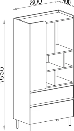 Meble Młodzieżowe|Regały Na Książki></noscript>MEBLAR Młodzieżowy regał 80 cm na książki do pokoju nastolatka LISSARO