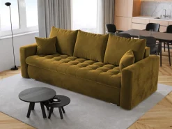 Meble Młodzieżowe|Kanapy I Sofy>BROMARKT Musztardowa kanapa do salonu z funkcją spania i pojemnikiem LUIS