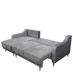 Narożniki>MEBAS Musztardowa kanapa narożna z funkcją spania FESTA pojemnik