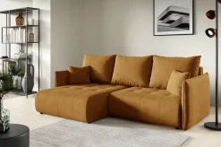 Meble Dla Dzieci|Meble Młodzieżowe>BROMARKT Musztardowa kanapa narożna z funkcją spania do salonu HUDSON