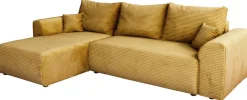 Meble Dla Dzieci|Narożniki></noscript>BROMARKT Musztardowa kanapa narożna z funkcją spania rozkładana do salonu ROMEO