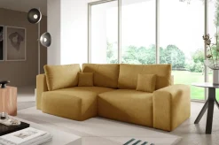 Narożniki>BROMARKT Musztardowa rogówka z funkcją spania do salonu boucle CAMILO DUO