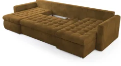 Narożniki></noscript>BROMARKT Musztardowa rogówka z funkcją spania i pojemnikiem LUIS U