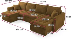 Narożniki></noscript>BROMARKT Musztardowa rogówka z funkcją spania i pojemnikiem LUIS U