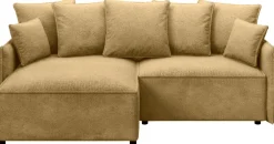 Narożniki>BROMARKT Musztardowa rozkładana kanapa narożna z funkcją spania boucle ARTUR