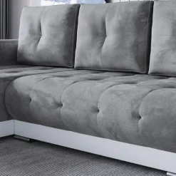 Meble Dla Dzieci|Meble Młodzieżowe></noscript>BROMARKT Musztardowa rozkładana kanapa narożna do salonu DOMI