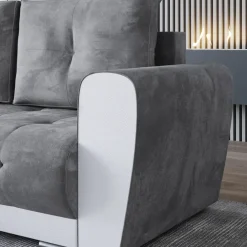 Meble Dla Dzieci|Meble Młodzieżowe></noscript>BROMARKT Musztardowa rozkładana kanapa narożna do salonu DOMI