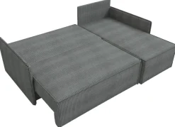 Narożniki>IZABELLA MEBLE Musztardowa sztruksowa rogówka z funkcją spania ATLANTIC