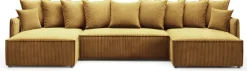 Narożniki>BROMARKT Musztardowy duży narożnik U do salonu z poduchami ARTUR