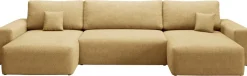 Narożniki>BROMARKT Musztardowy narożnik do salonu w kształcie U rozkładany z funkcją spania CAMILO