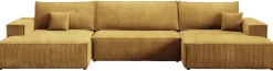 Narożniki>BROMARKT Musztardowy narożnik sztruksowy do salonu z funkcją spania duży PABLO