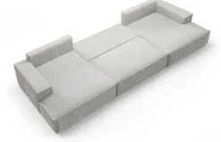 Narożniki></noscript>BROMARKT Musztardowy narożnik sztruksowy do salonu z funkcją spania duży PABLO