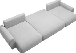 Narożniki></noscript>BROMARKT Musztardowy narożnik U nowoczesny do salonu z funkcją spania sztruksowy PATI