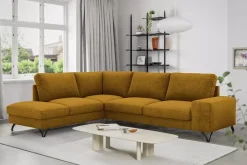 Narożniki></noscript>COMFORTEO Musztardowy narożnik z funkcją spania FLAVIO