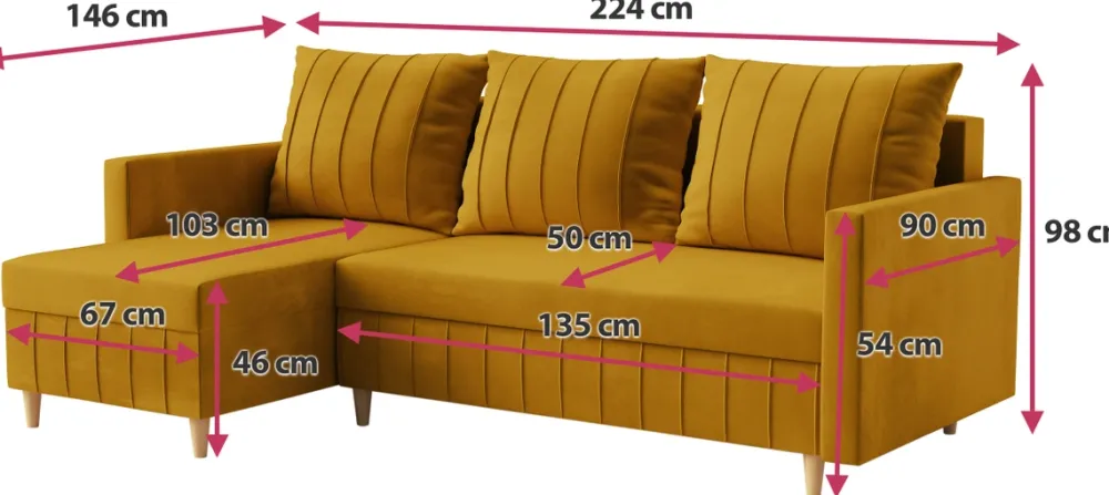 Meble Dla Dzieci|Narożniki>Rimal Musztardowy narożnik z funkcją spania do salonu FOCUS