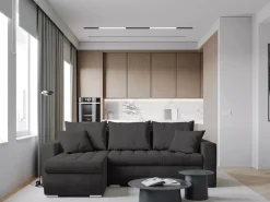 Meble Dla Dzieci|Meble Młodzieżowe></noscript>BROMARKT Musztardowy rozkładany narożnik do salonu LUIS funkcja spania