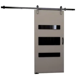 Drzwi Przesuwne>przesuwne.com Naścienne drzwi przesuwne do garderoby PELSO szare szary