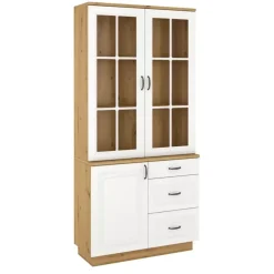 Witryny>Lempert Nadstawka na komodę dąb artisan biały 100 cm STYLE