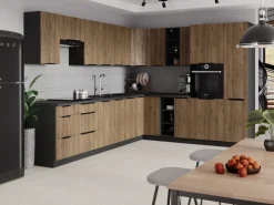 Meble Kuchenne>Lempert Narożna szafka kuchenna 90x90 cm MARGARET orzech okapi