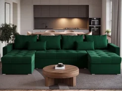 Narożniki></noscript>BROMARKT Narożnik butelkowa zieleń w kształcie U rozkładany HOT U