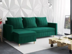 Meble Dla Dzieci|Meble Młodzieżowe>Rimal Narożnik do salonu na nóżkach butelkowa zieleń z funkcją spania FOCUS