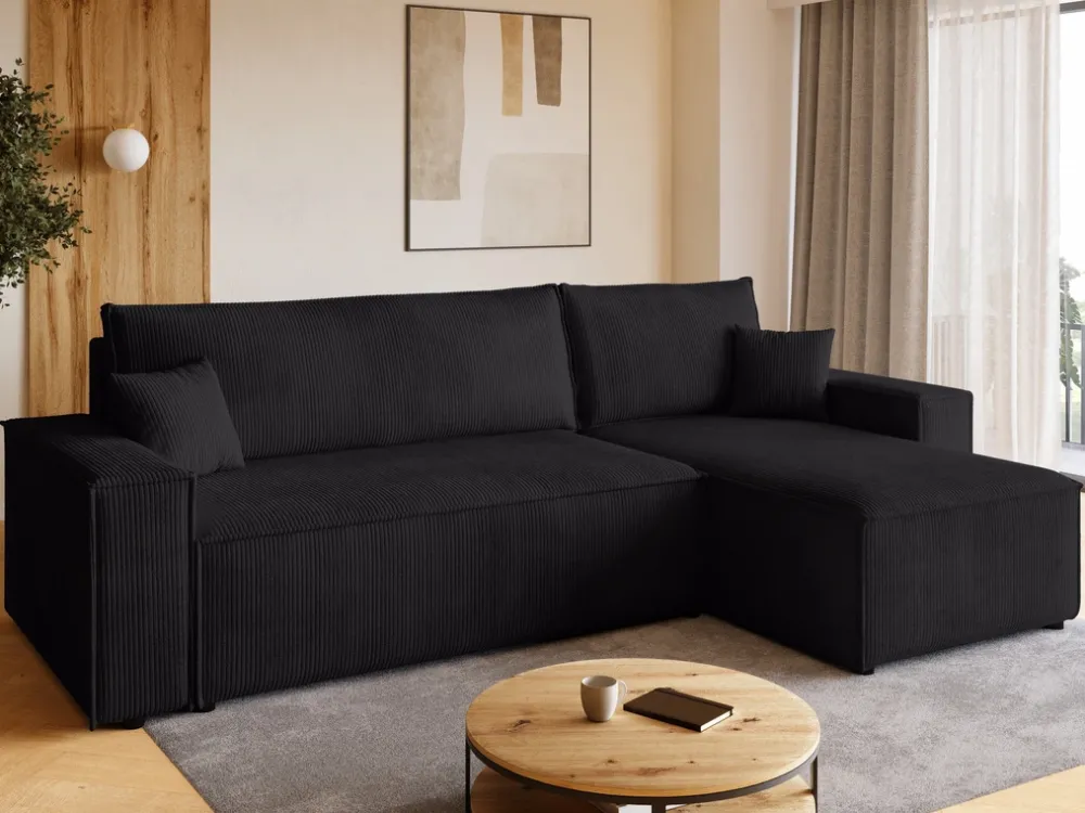 Meble Dla Dzieci|Meble Młodzieżowe>BROMARKT Narożnik do salonu z funkcją spania i pojemnikiem ADI czarny