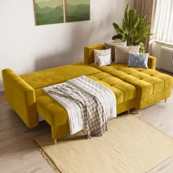 Meble Dla Dzieci|Meble Młodzieżowe>BROMARKT Narożnik musztardowy z funkcją spania LIZBONA