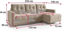 Meble Dla Dzieci|Meble Młodzieżowe></noscript>BROMARKT Narożnik musztardowy z funkcją spania LIZBONA