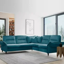 Narożniki></noscript>LASKI Narożnik rozkładany welurowy w stylu glamour ITALIA 2