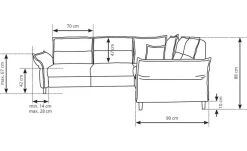Narożniki></noscript>LASKI Narożnik rozkładany welurowy w stylu glamour ITALIA 2