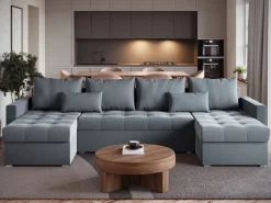 Narożniki></noscript>BROMARKT Narożnik szary rozkładany HOT U