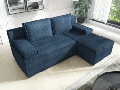 Narożniki></noscript>IZABELLA MEBLE Narożnik sztruksowy z funkcją spania i pojemnikiem CASPAR