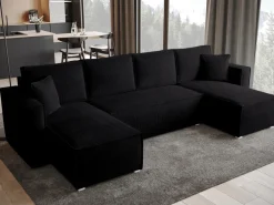 Narożniki></noscript>BROMARKT Narożnik sztruksowy z pojemnikiem na pościel TOP U funkcja spania